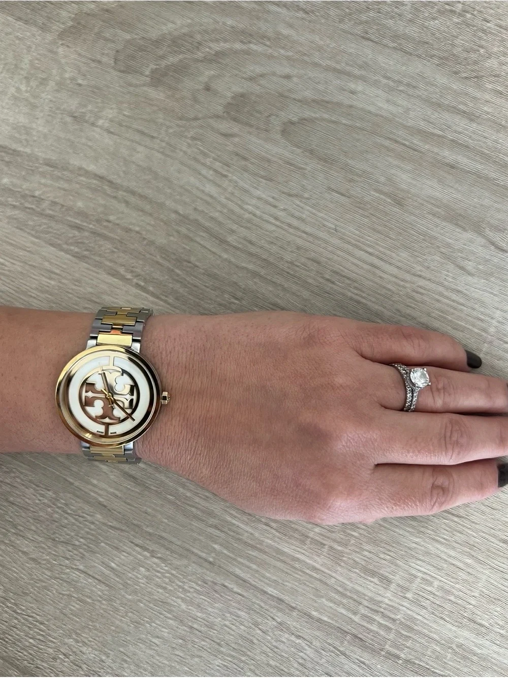 Tory Burch Two-Tone Gold and Silver Reva Bracelet Watch